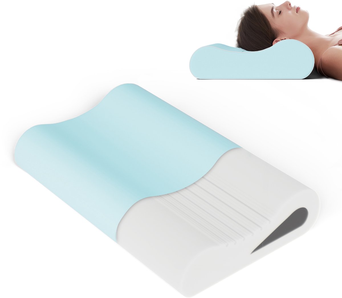 ROYGBIV traagschuim hoofdkussen – dubbel hoogte kussen 10/12 cm met ergonomische ondersteuning – geschikt voor zij-, rug- en buikslapers – afneembare hoes, ademend en duurzaam