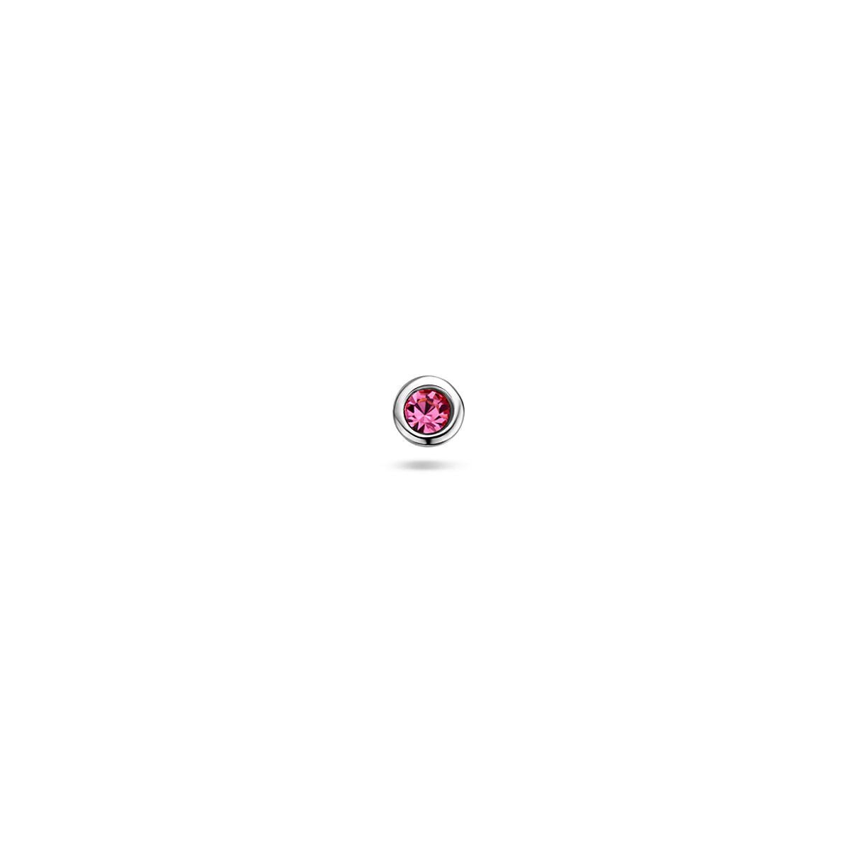 Zilveren gerhodineerde flat back piercing roze strass 3 mm - 1342170