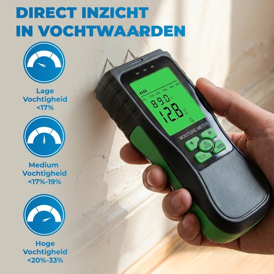 Digitale Vochtmeter - Niet-Destructief Voor Hout, Muren En Bouwmaterialen Met LCD Display