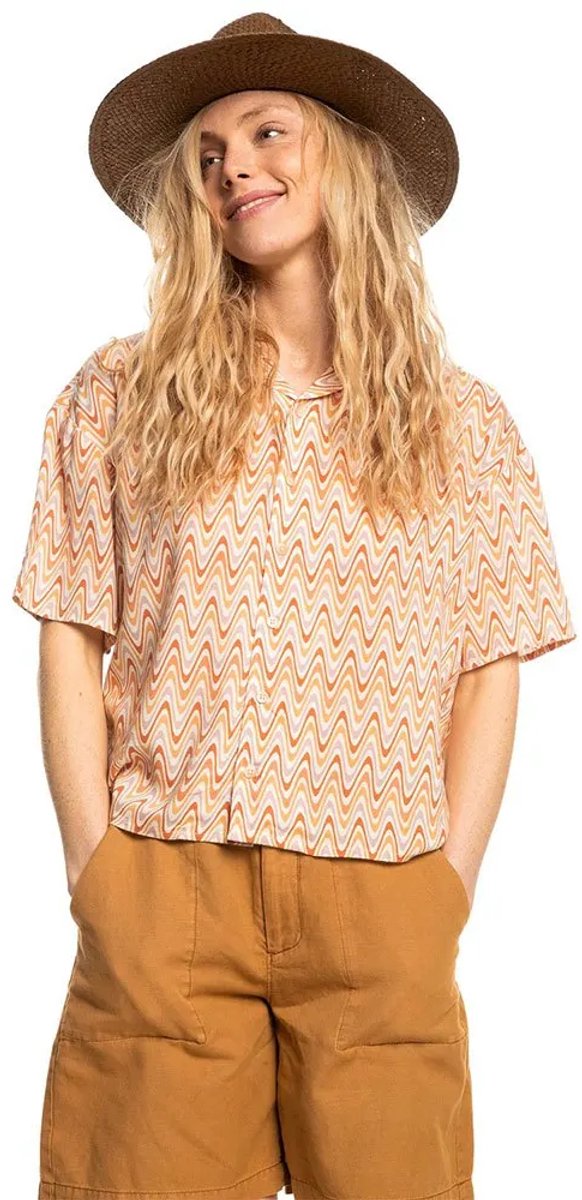 Quiksilver Sunny Ride Overhemd Met Korte Mouwen XL Vrouw Cosmic Ripples Bleached Mauve
