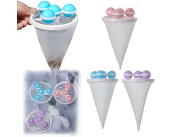 drogerballen - wasbol - wasballen- Wasmachine Huisdierhaarverwijderaar – Roze, Paars en Blauw – Herbruikbaar – Drijvend Gaas – Pluizenverzamelaar – Honden- en Kattenhaaroplosser – Geschikt voor het wassen van wasgoed – Afvoerslang (3-pack)