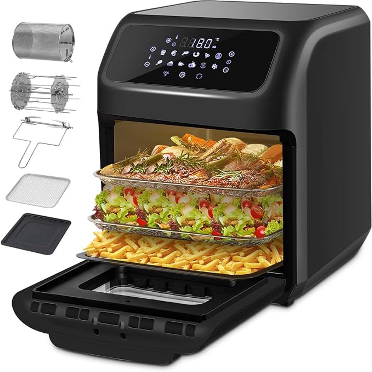 RWB® Airfryer XXL - Mini-oven - Heteluchtfriteuse - 12L - 12 Programma's