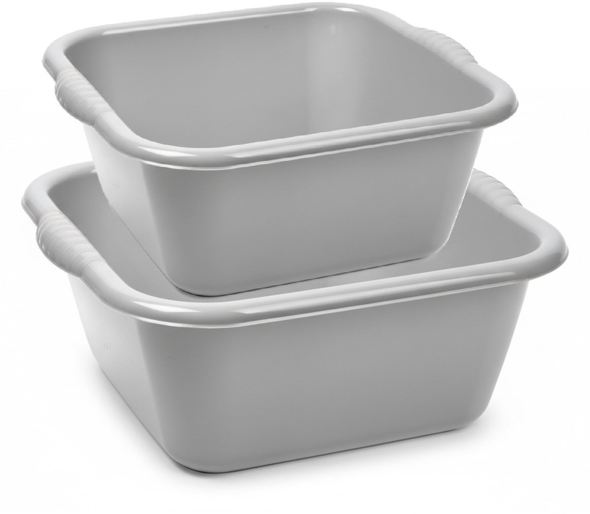 Plasticforte afwasteilen set - afwasbak - kunststof - 6 en 10 liter - grijs - huishoud emmers
