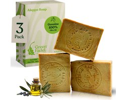 GREEN FADEL Aleppo Zeep 100% Olijfolie - 3 x 200g - Handgemaakt - Natuurlijke Zeep