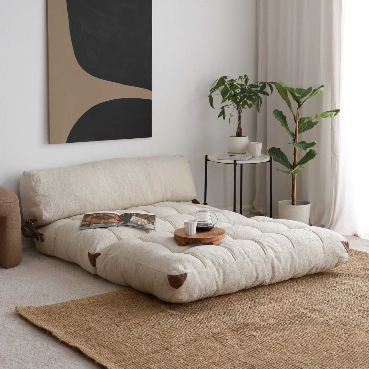 Fold Kadife 2-zits Slaapbank | Teddystof | Crème - Emob - Slaapbank - Beige - Stof