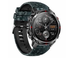 DrPhone ChronaX Titan GPS Smartwatch – Bluetooth Bellen – 3ATM Waterdicht – Hartslag/Slaap/Bloedzuurstof metingen – 1.46' HD – Heren Dames - Led licht - Nederlands App + Horloge taal - Camouflage