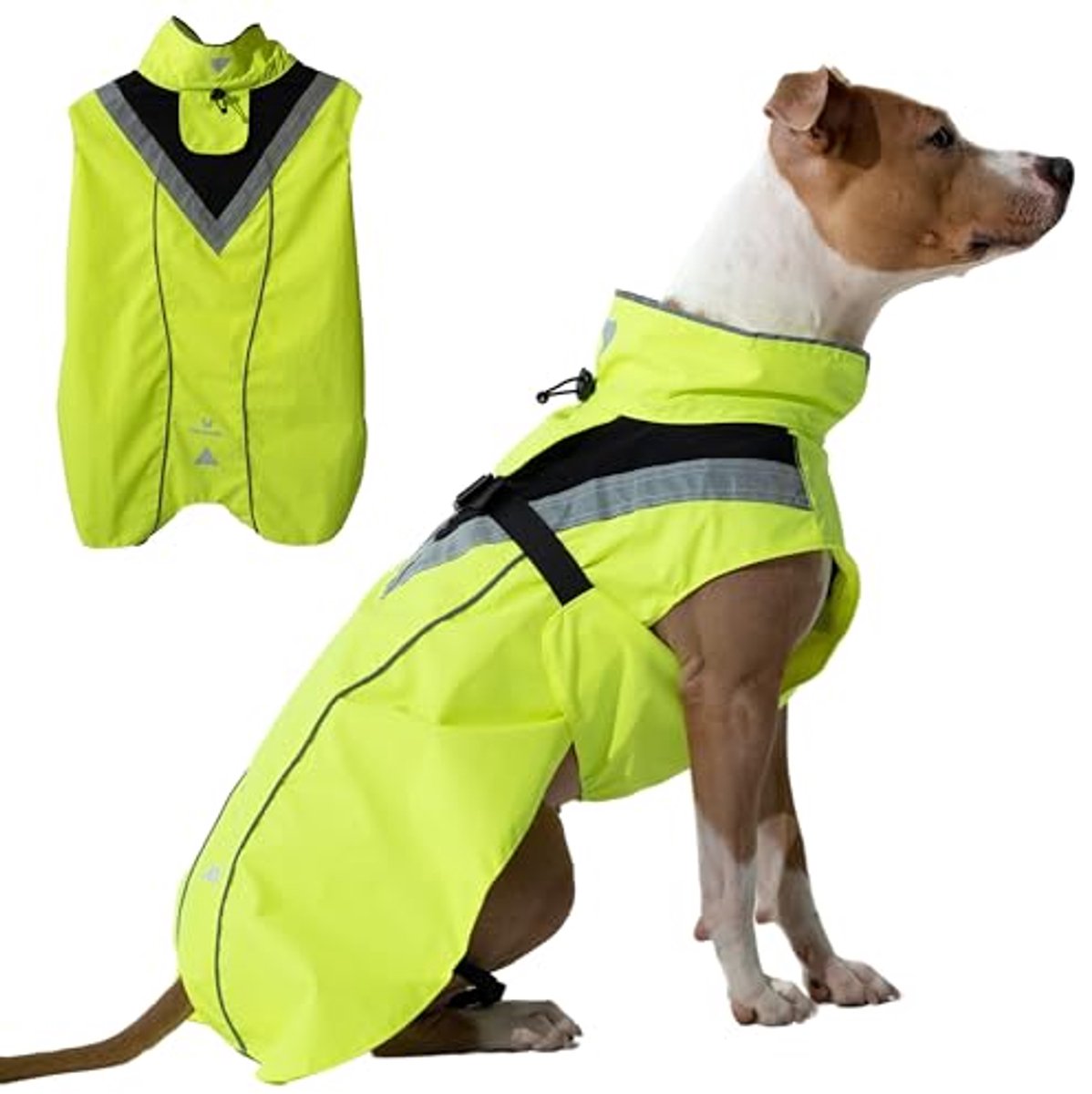 Waterdichte en Lichtgewicht Regenjas voor Honden - Voor Kleine, Middelgrote & Grote Honden met Reflecterende Riemen en Harnasgat - Hondenvest (Geel, XL)
