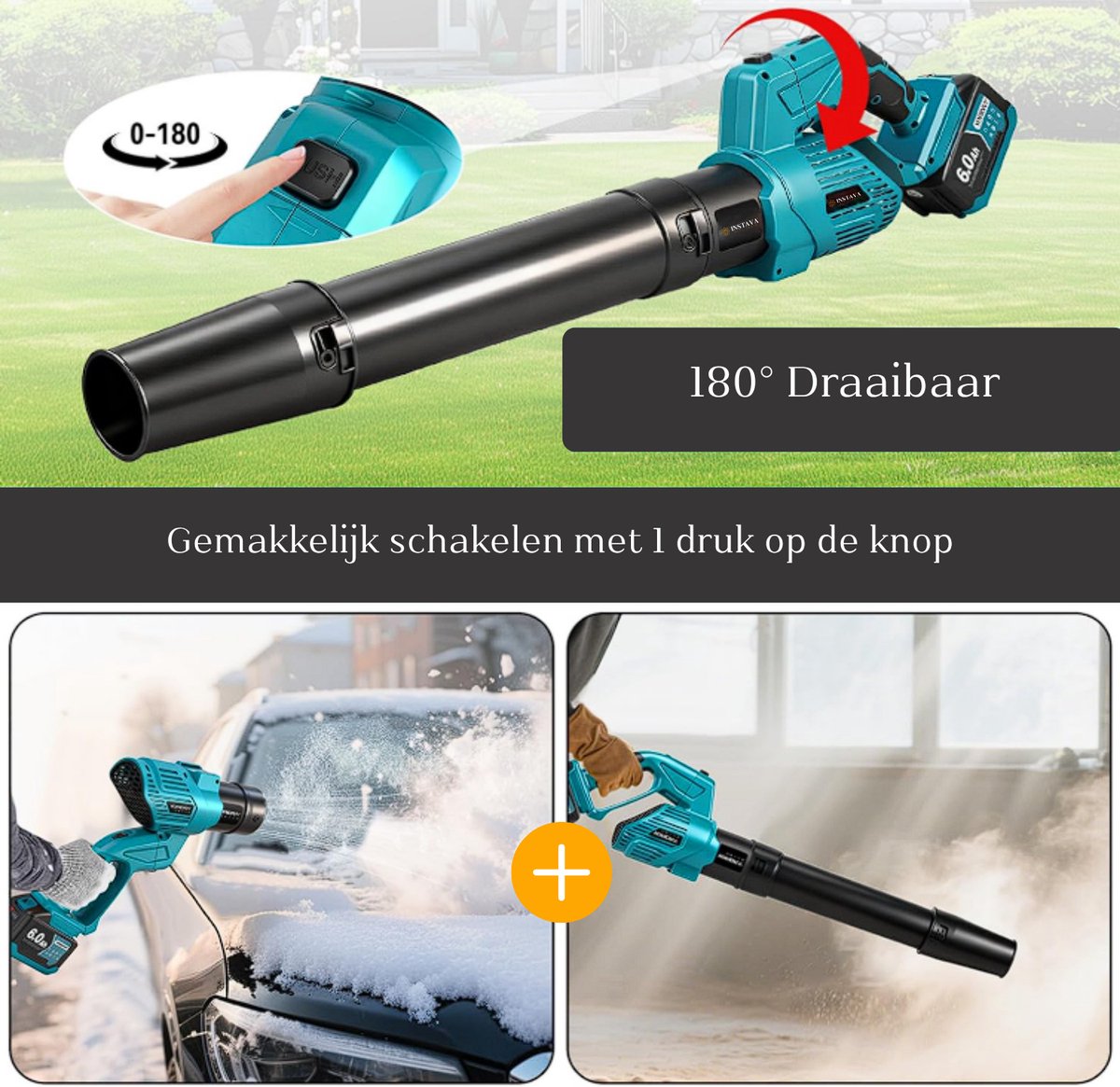 Instava Accu Bladblazer 2-in-1 – 1x 5.0Ah – 200 km/h – 5 Snelheden – Compatibel met Makita LXT 18V – foto 3