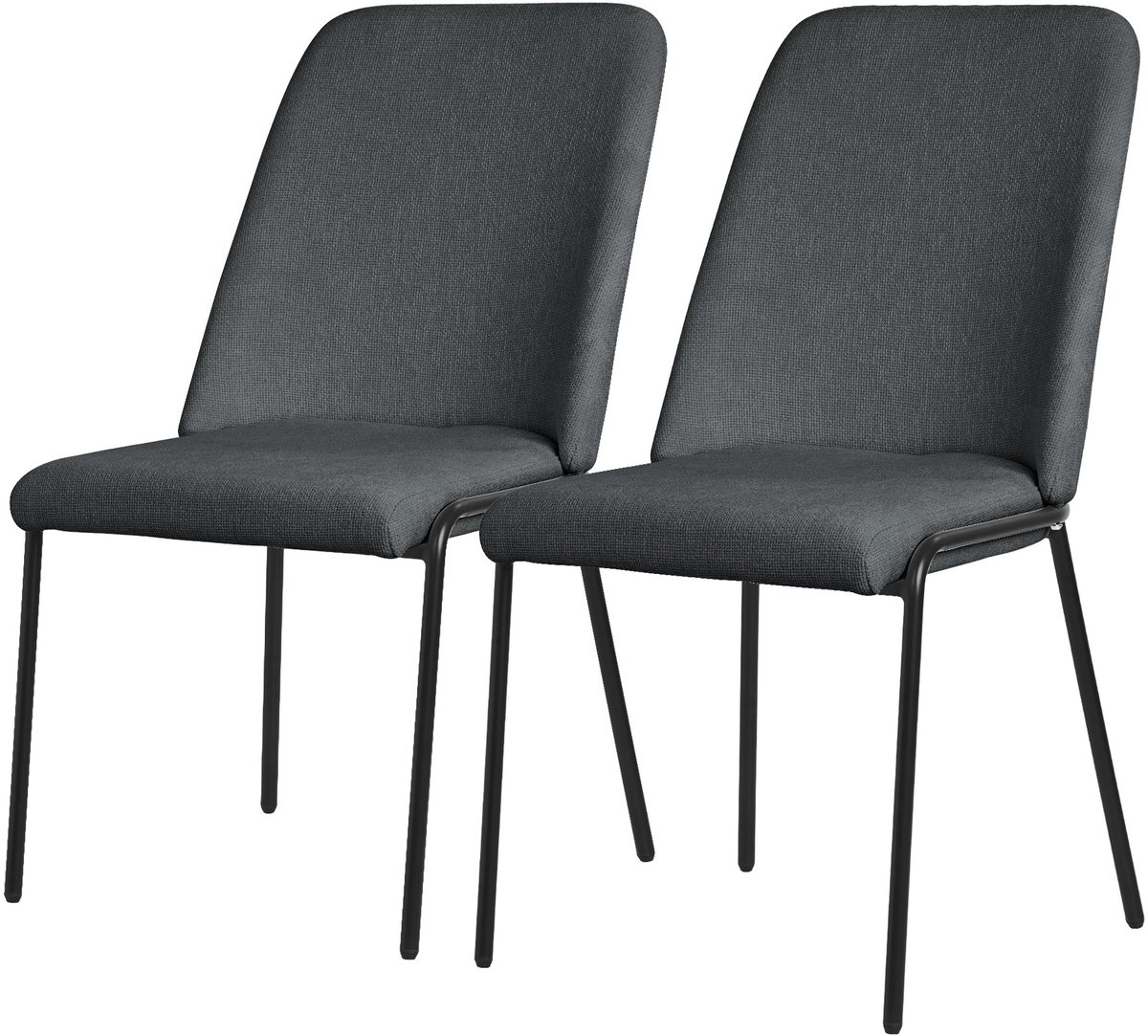 Eetkamerstoelen set van 2 antraciet met rugleuning, gestoffeerde stoelen voor eetkamer & k