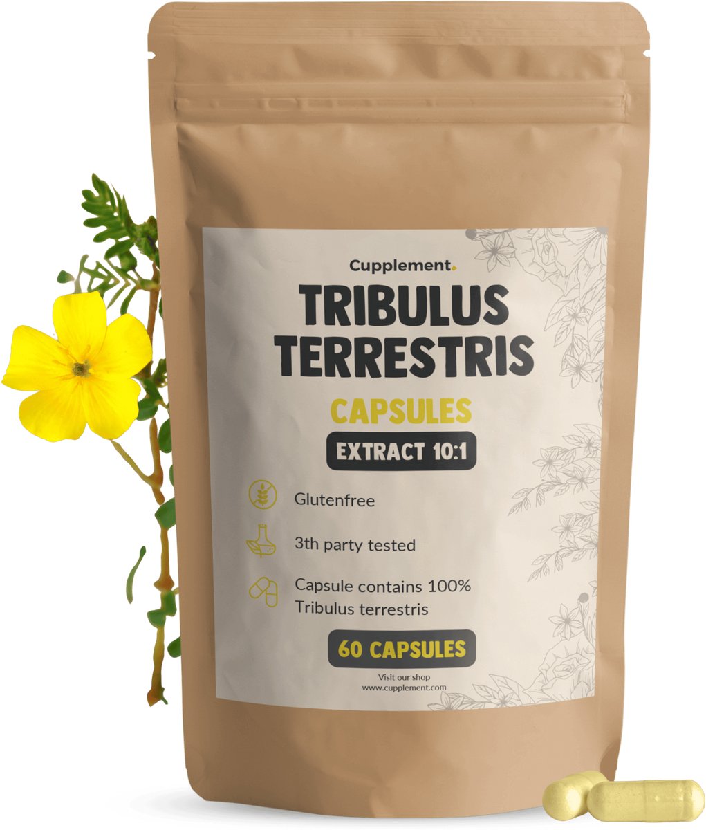 Cupplement Tribulus Terrestris Extract 5.000 mg 60 Capsules - Vegan - Zonder toevoegingen - Lab getest - 60 dagen voorraad per zakje