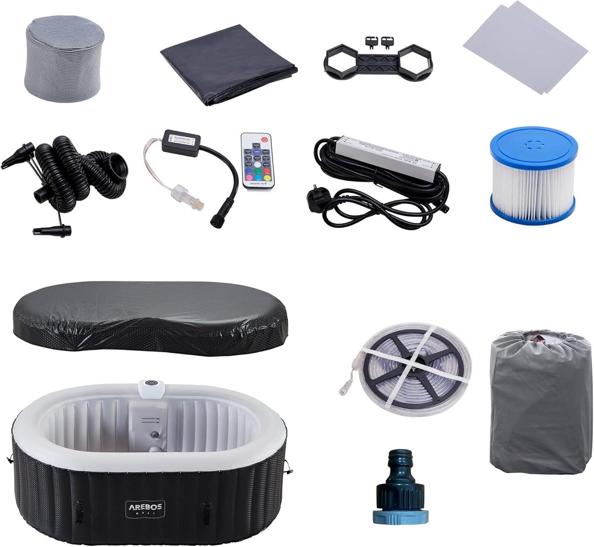 Luxe Opblaasbaar Bubbelbad voor 2 Personen - 550L Spa met 90 - afbeelding 2