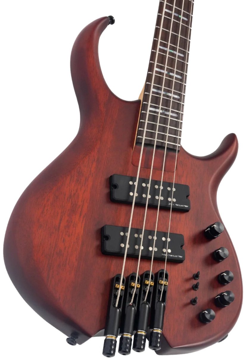 Sire Marcus Miller M6H 4-String Mahogany Satin headless elektrische basgitaar met gigbag
