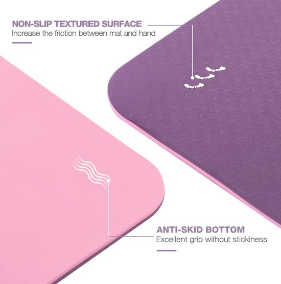 Antislip Yogamat voor Fitness en Pilates - Milieuvriendelijk en Scheurvast - 1/4 Inch Dikke Oefenmat met Draagdoek en Opbergtas — afbeelding 5