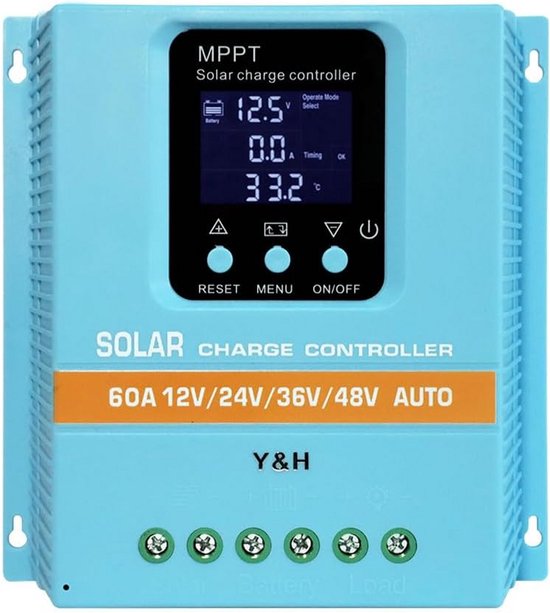 MPPT Solar Laadregelaar 60A voor 12V/24V/36V/48V Batterijen met LCD Display en USB