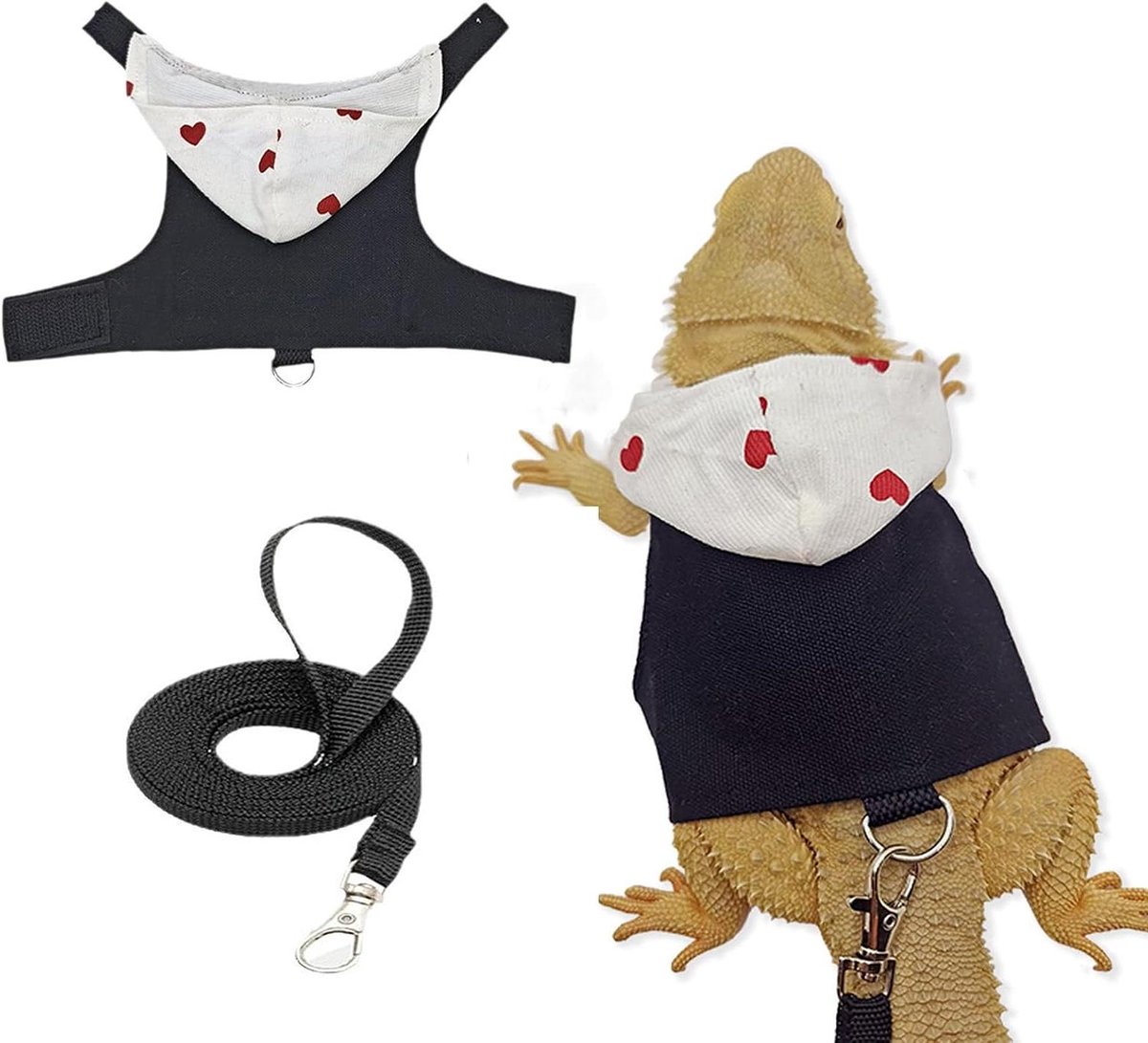 Allecta - Reptielen hoodie harnas met capuchon voor bebaarde draak - Wit - Geschikt voor outdoor activiteiten