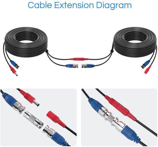 60ft Video Power Cable BNC DC Extension Kabel voor CCTV Beveiligingscamera van Merkloos — afbeelding 4