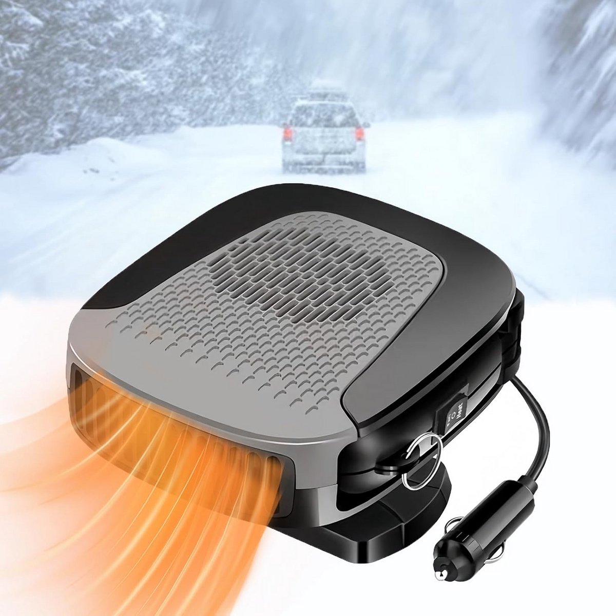 2-in-1 Autoverwarming Ontdooier 12V 150W met 360° Draaibare Constructie en Zuighouder