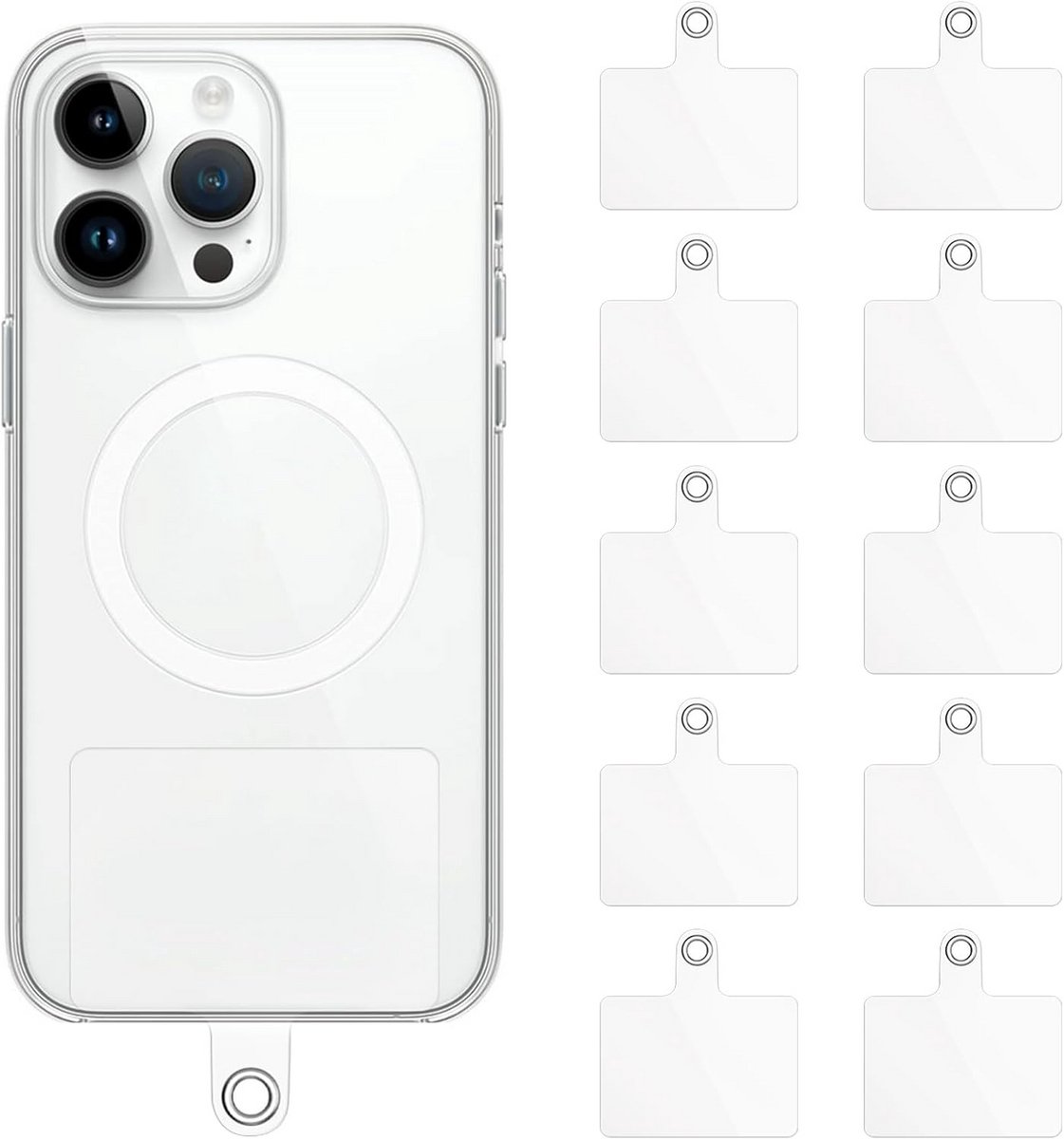 Set van 10 Universele Telefoon Lusjes voor Smartphonehoesjes - Transparant PVC