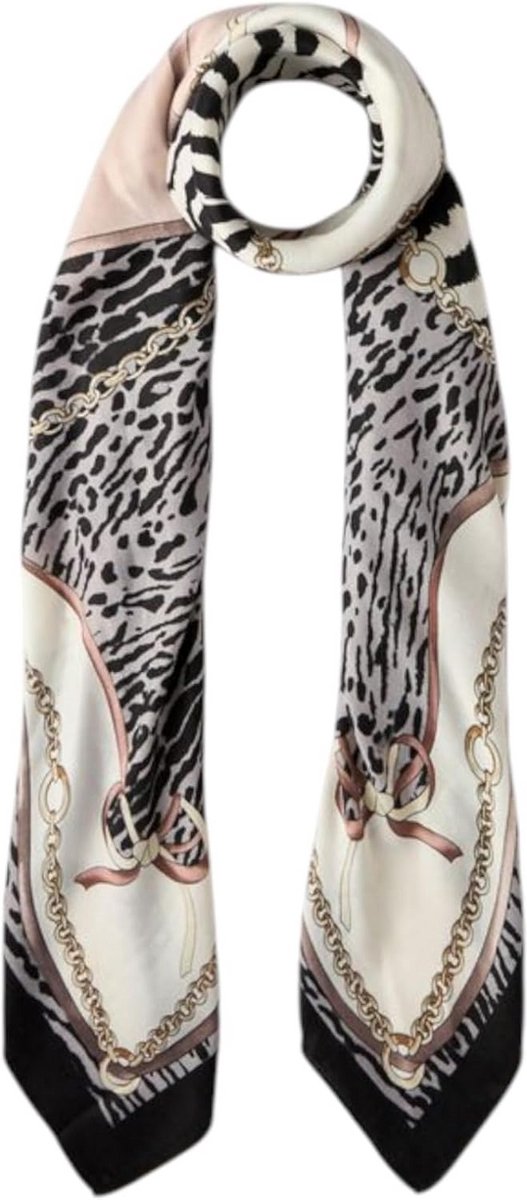 Zachte Sjaal met Dierenprint en Kettingdetail - Foulard voor Dames