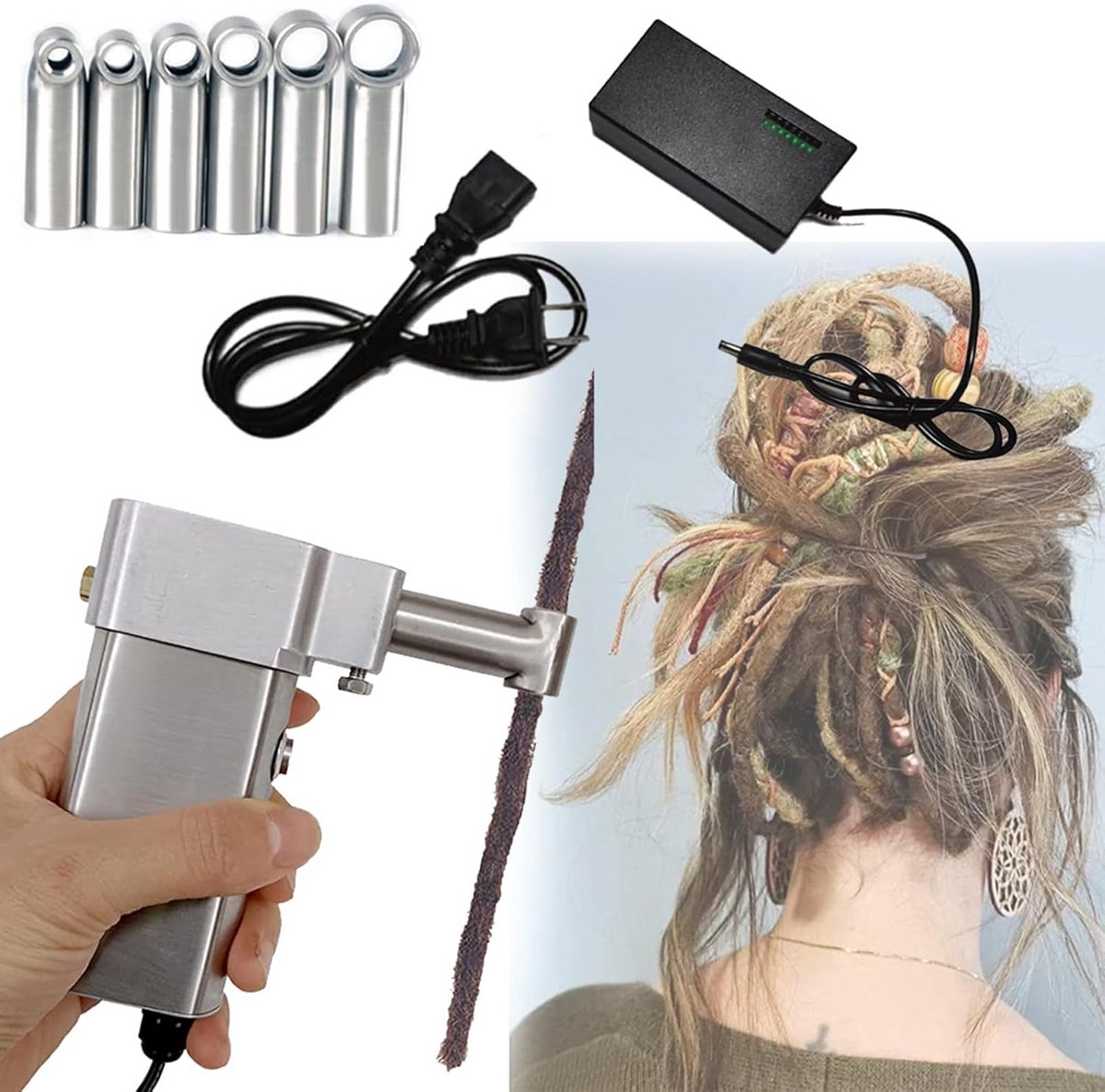 Draagbare Elektrische Vlechtmachine voor Dreadlocks en Locs - Met Diverse Maten Haken