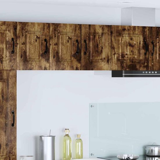 2 st Keukenkast | Wandkast | Muurkast | Opbergkast aan de muur met plank Oud Hout 30 x