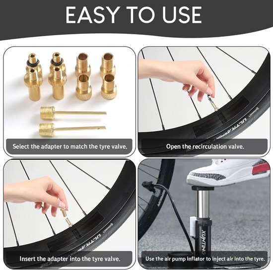 Bicycle Valve Adapter Set with Inflation Needle and Storage Box — afbeelding 4