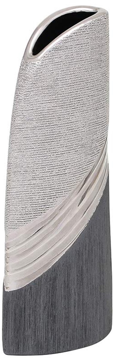 Unyqoos Stijlvolle zilvergrijze keramische vaas voor moderne interieurdecoratie, Keramiek, 25cm Zilvergrijs