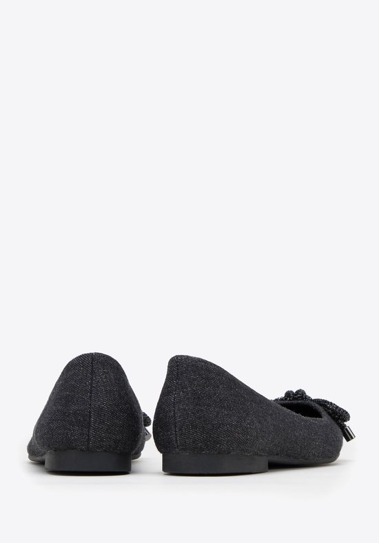 Wittchen - Denim Ballerina's - Zwarte Synthetische Materiaal - Strikje - Platte Hak