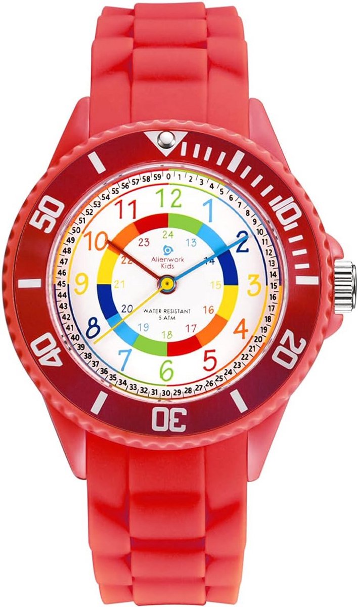 Kinder Horloge Leren Klokkijken - Educatief Waterdicht 5 ATM - Siliconen Band - Analoge Quartz - Voor Jongens en Meisjes