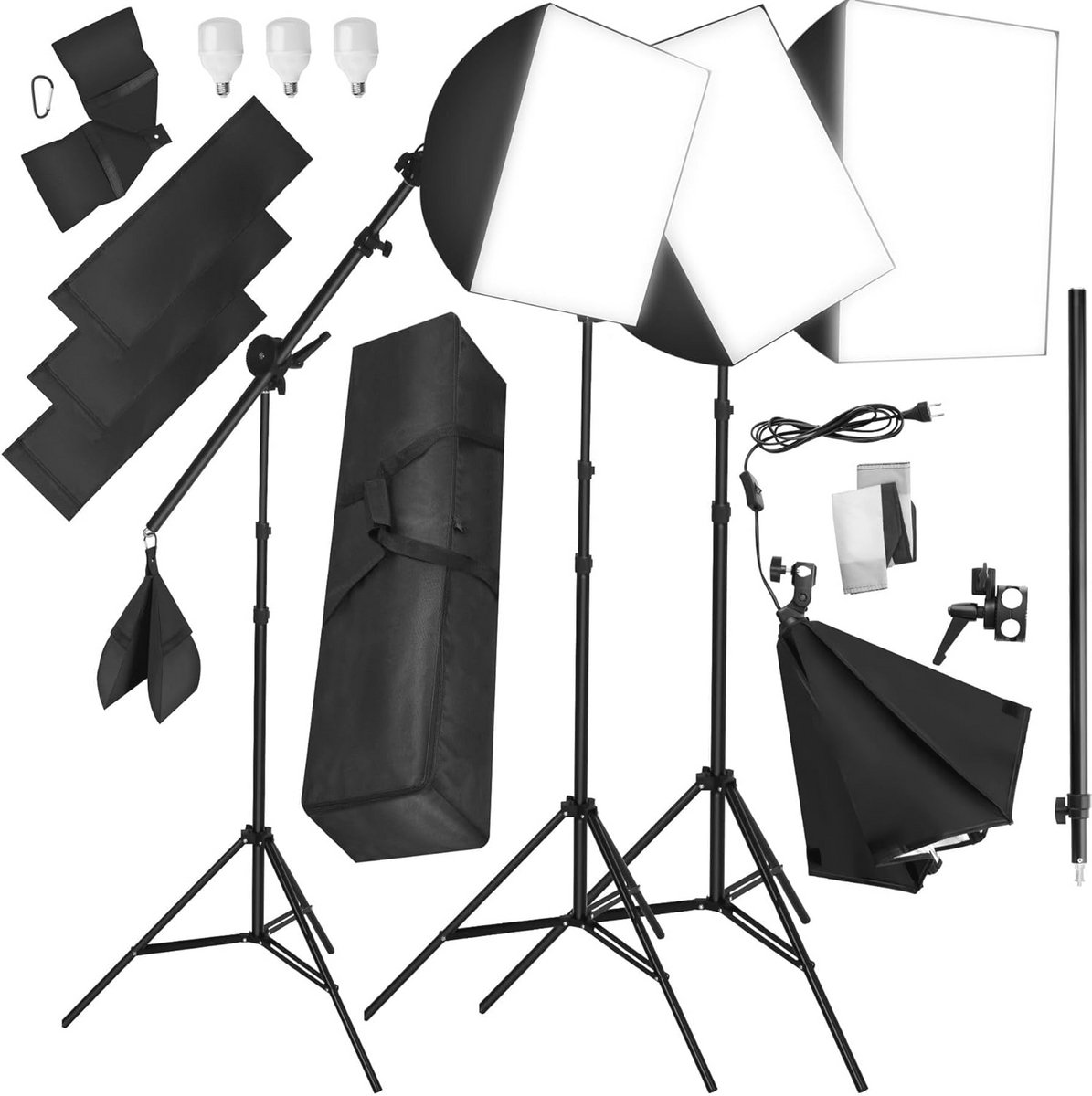 Professionele Fotostudio Set met LED-Verlichting, Softboxen en Statieven