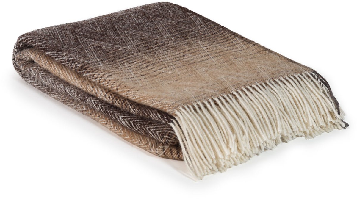 Most Wollen plaid Manoria Savane - 100% Nieuw-Zeelandse wol - 140 x 200 cm - multicolor bruin