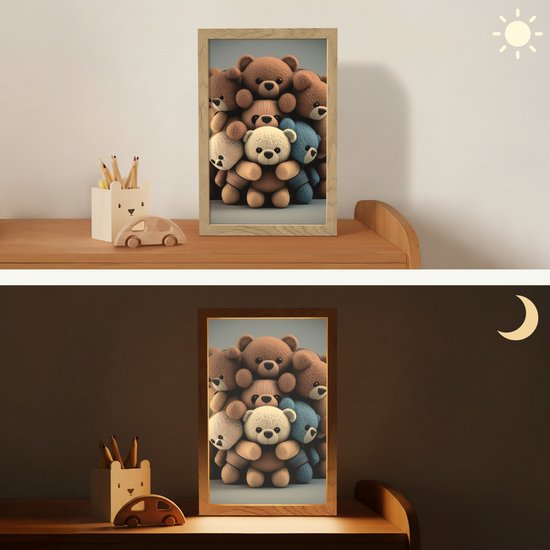 Nachtlampje 20x30 cm - Kinder lamp - Teddybeer - Knuffel - Bruin - Design - Jongens - Meisjes - Tafellamp kinderkamer - Slaapkamer lamp - Bedlamp kinderen - Kinderlampje stopcontact - Wandlamp babykamer - Nachtlampjes van Merkloos — afbeelding 4