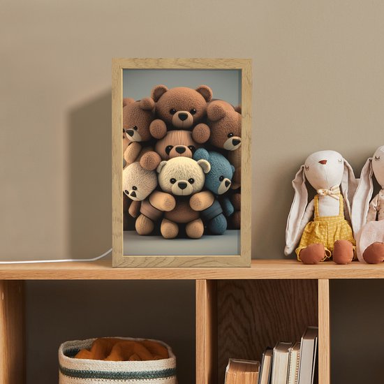 Nachtlampje 20x30 cm - Kinder lamp - Teddybeer - Knuffel - Bruin - Design - Jongens - Meisjes - Tafellamp kinderkamer - Slaapkamer lamp - Bedlamp kinderen - Kinderlampje stopcontact - Wandlamp babykamer - Nachtlampjes van Merkloos — afbeelding 3