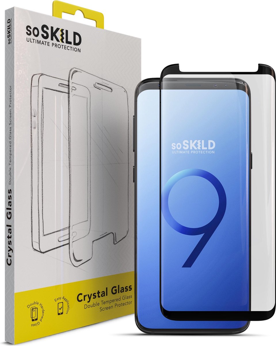 SoSkild Full Glue Tempered Glass Screenprotector Zwart voor Samsung Galaxy S9+