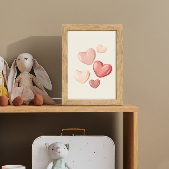 Nachtlampje 15x20 cm - Kinder lampje - Harten - Rood - Roze - Zwevend - Tafellamp kinderkamer - Slaapkamer lamp - Bedlamp kinderen - Kinderlampje stopcontact - Wandlamp babykamer - Nachtlampjes van OnlyWow — afbeelding 3