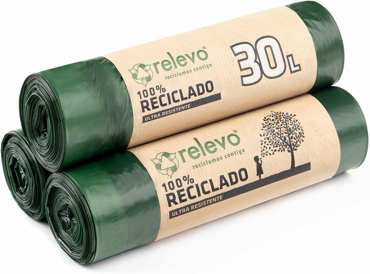 100% gerecyclede vuilniszakken, extra sterk, 30L, 60 stuks