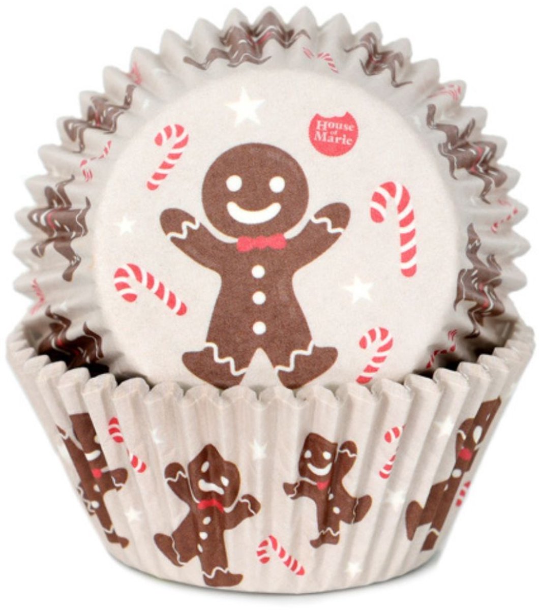 House of Marie Cupcake Vormpjes - Gingerbread Man - pk/48 - Baking Cups voor Muffins en Cupcakes