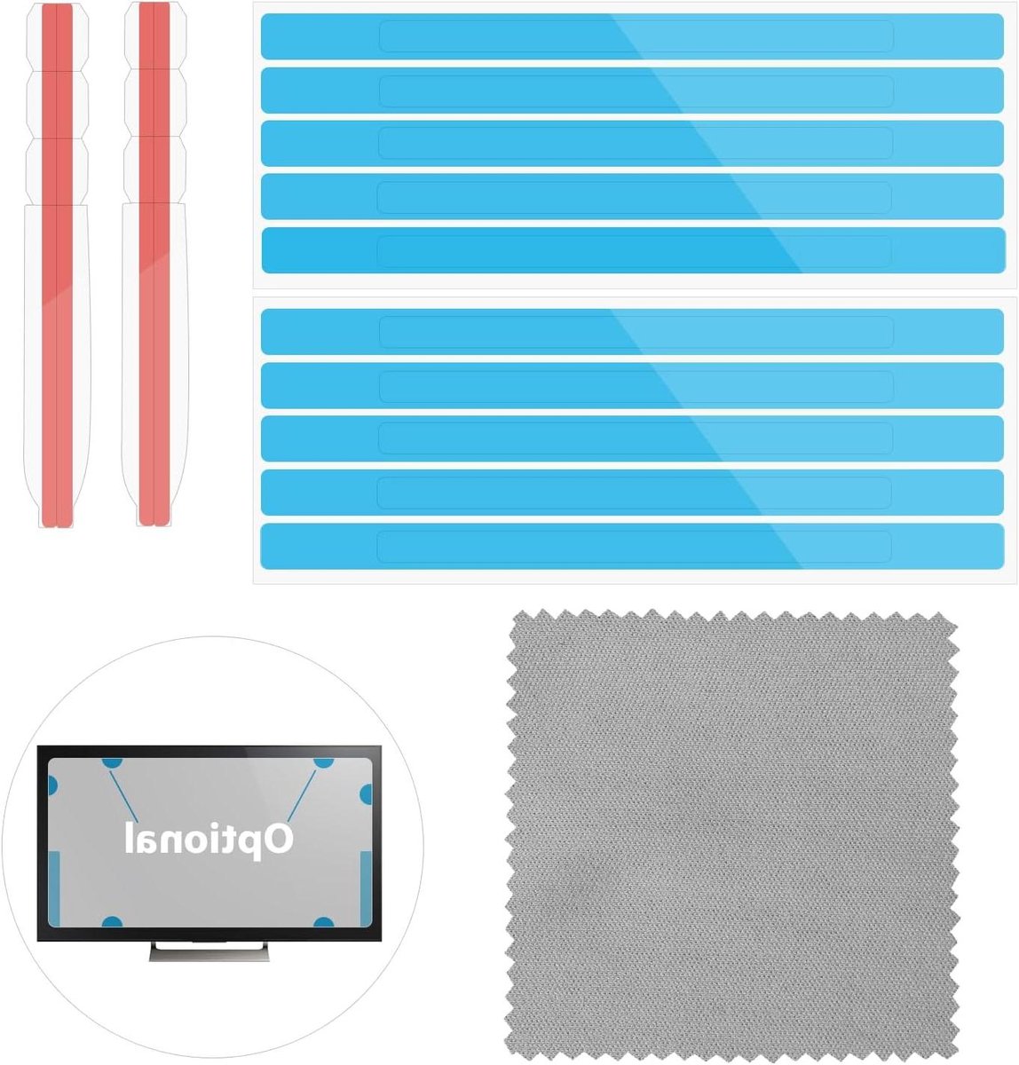 Allecta - 12-delige set zelfklevende privacystrips en plastic glijlipjes voor computermonitoren met microvezeldoek - eenvoudige installatie van laptop privacyschermbeschermer.