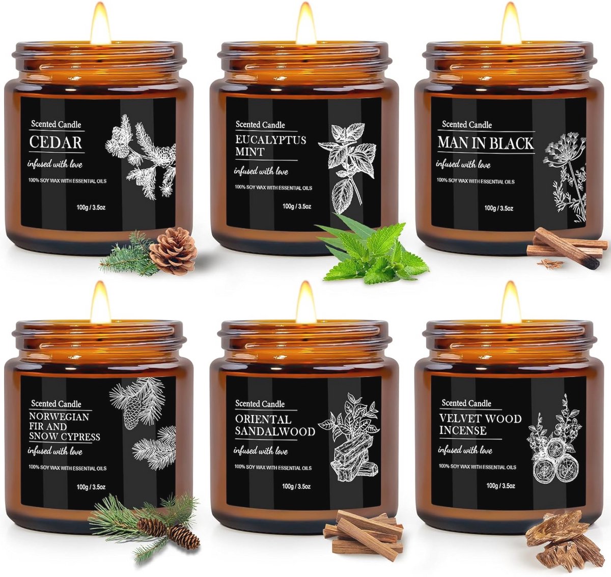 Cadeaus voor mannen - 6 Pack Geurkaarsen Set voor Aromatherapie