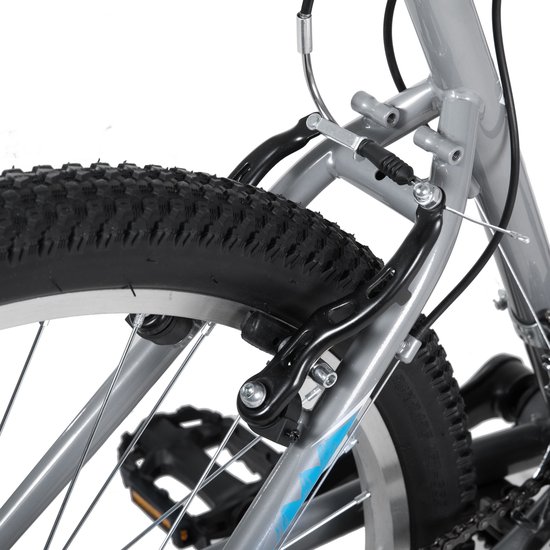 BAMCBASE Agave Voorvering Mountainbike - 27.5 inch - Carbonstalen Frame - 18 Versnellingen - Handrem - V-Brake - Spatborden - Grijs - Geschikt voor buitenactiviteiten in de lente van Bamcbase — afbeelding 4
