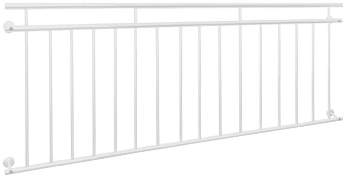 Frans Balkon 225 x 90 cm - Wit - Stalen Balkonleuning - Veilig en Weerbestendig