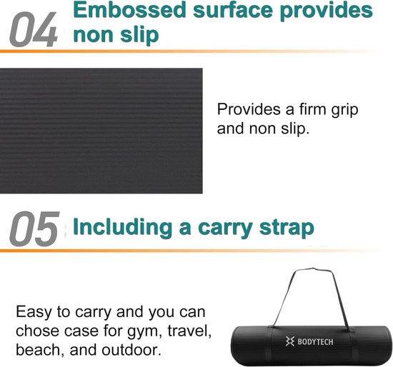 Extra Brede Yogamat met Randbescherming - 1/2 Inch Dikte voor Optimale Demping van Merkloos — afbeelding 5
