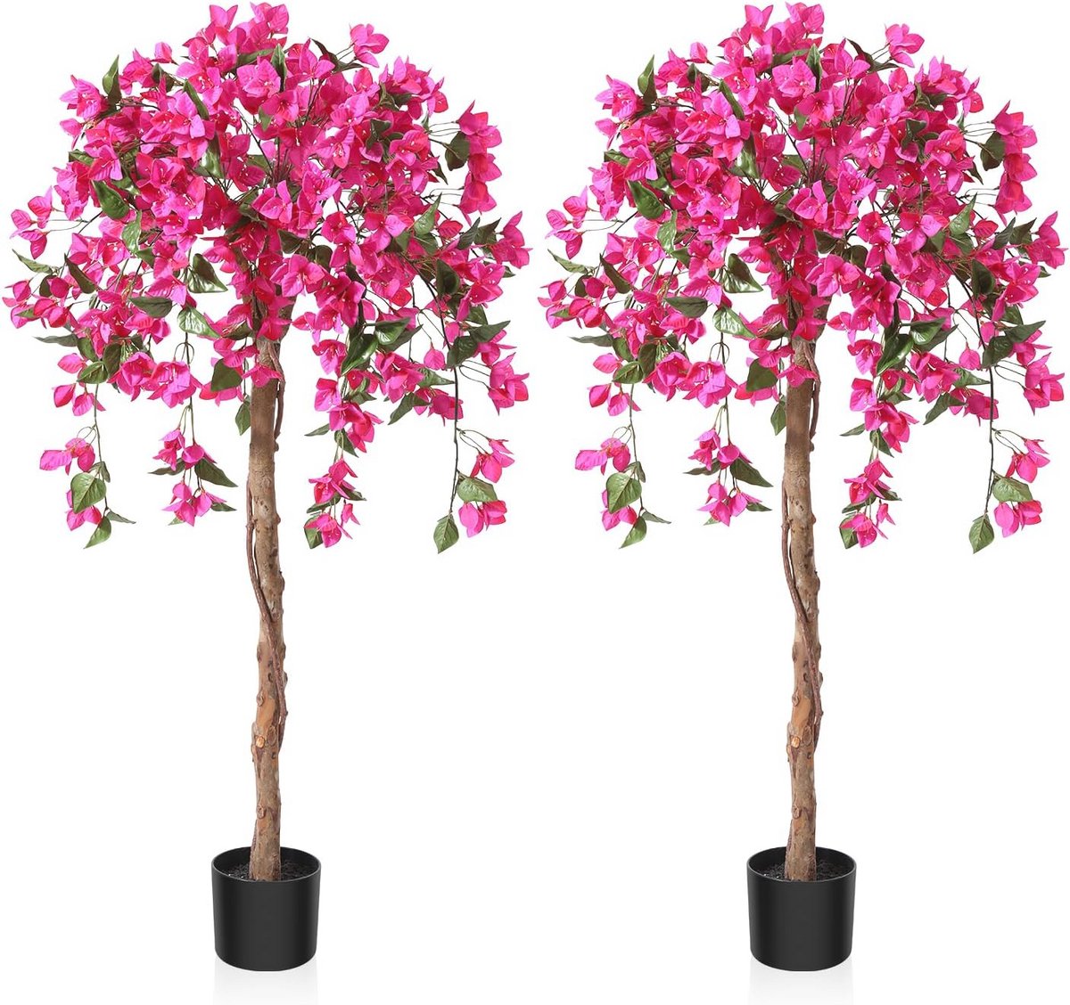 Decoratieve Kunstplanten met Bloemen - 120 cm Kunstboom voor Woonkamer, Slaapkamer en Kantoor (2 Stuks)
