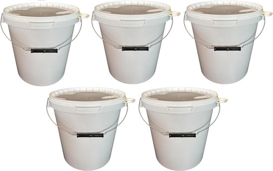 Emmer 20l rechthoekig * 20 liter * voedselveilig stapelbaar kunststof emmer 20 liter wit kleur voering gastro catering