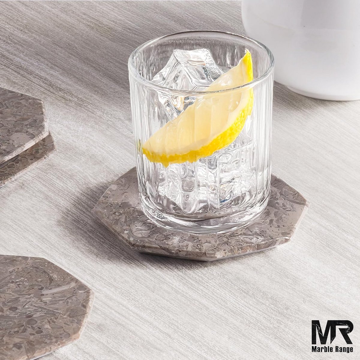 Set coasters met sterdesign - oceaan tinten - tafelbescherming