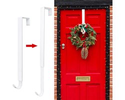 QTTVBTNA - Kranshanger - Kerstkrans hanger - Verstelbare van 38 tot 64 cm - Uitschuifbare haak - Voor Feestdecoratie & Deur - Wit - 1 Stuk