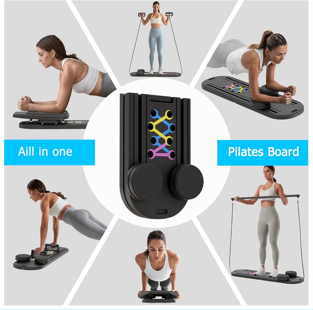 6-in-1 Pilatesbord Opvouwbaar met Weerstandsbanden - afbeelding 3