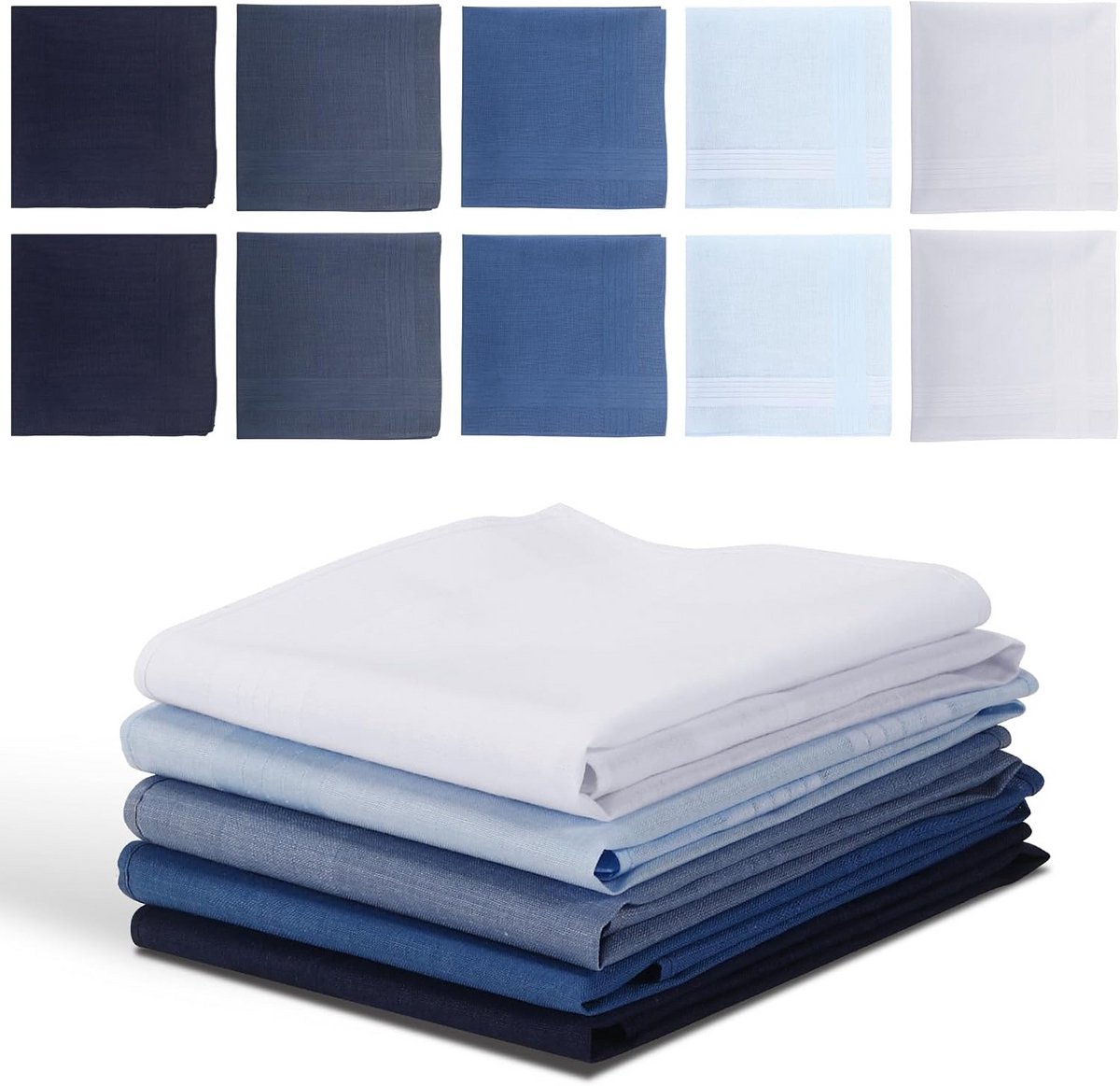 10-Pack Heren Zakdoeken 100% Katoen - Grote Witte Zakdoek voor Mannen en Vrouwen