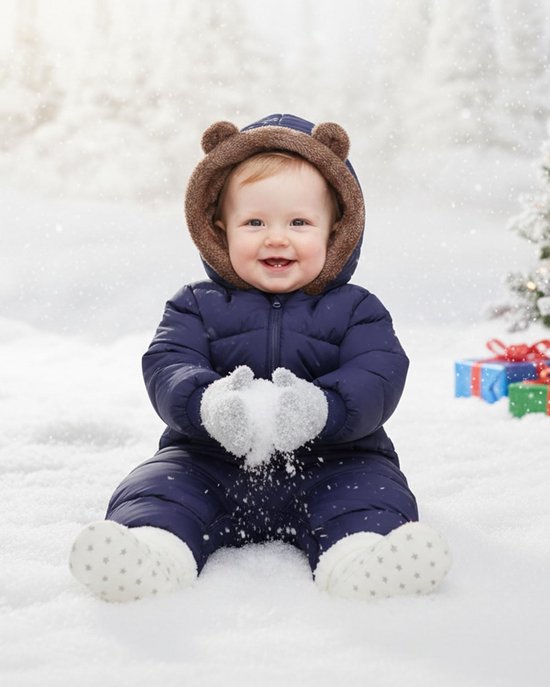 Warm Baby Sneeuwpak Winter Overall Fleece Gevoerd Romper 6-24 Maanden — afbeelding 2