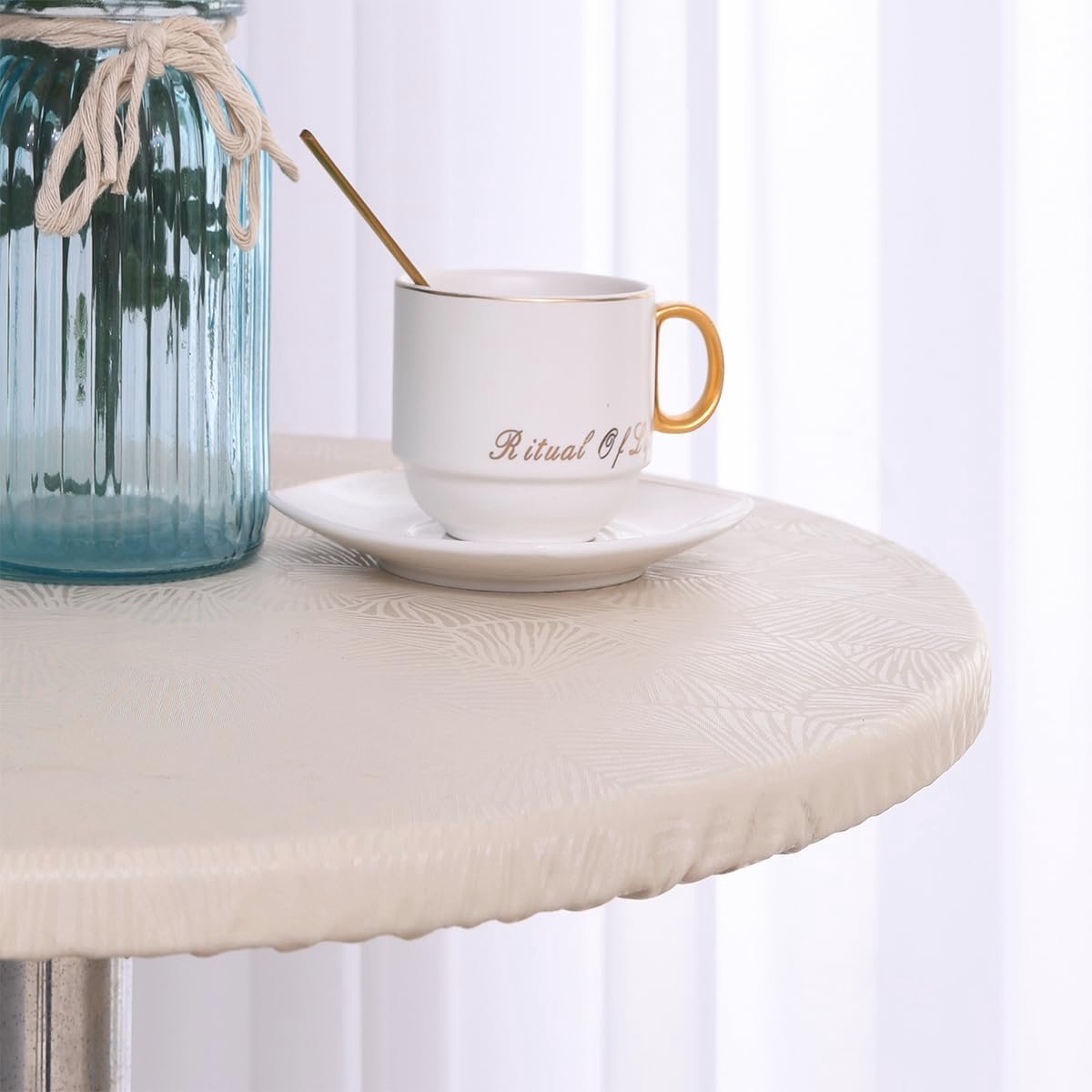 Waterdicht en elastisch tafelkleed voor rond tafel - Oliebestedig en vlekbestendig